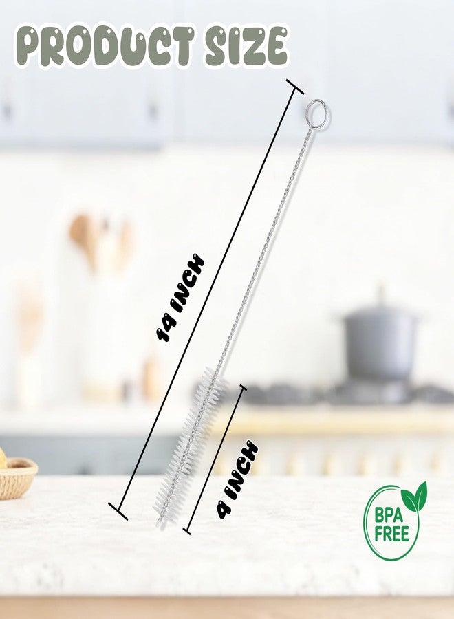 CIDYAUST ClDYAUST Straw Cleaner Brush Extra Long 14 Inch, Straw Brush Extra Long with 304 Stainless Steel and Nylon Bristles Straw Brush for Baby Bottles, Glass/Silicone Straws or Hummingbird Feeders. - Image 2